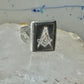 Masonic ring Mother of pearl Mason carved compass size 8.50 sterling silver women men