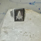 Masonic ring Mother of pearl Mason carved compass size 8.50 sterling silver women men