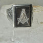 Masonic ring Mother of pearl Mason carved compass size 8.50 sterling silver women men
