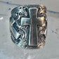 Cross ring cigar band knuckle religious sterling silver size 7.50 women