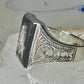 Masonic ring Mother of pearl Mason carved compass size 8.50 sterling silver women men