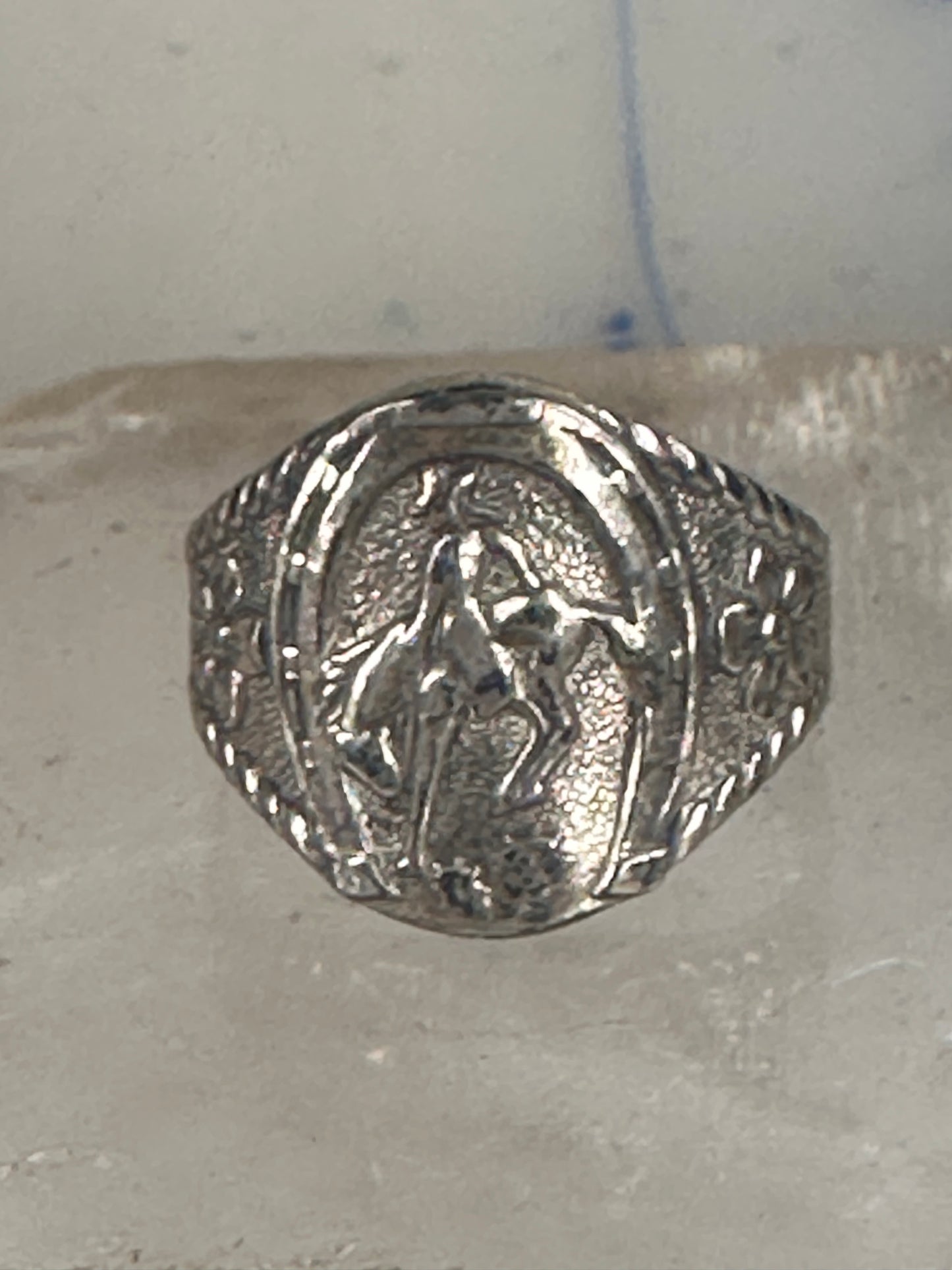 Cowboy ring boy band horseshoe horse size 6.75 sterling silver 50's women boys girls