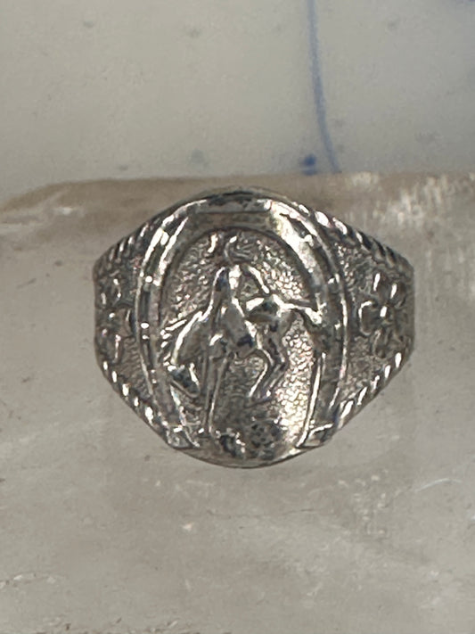 Cowboy ring boy band horseshoe horse size 6.75 sterling silver 50's women boys girls