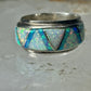 Lab Opal ring Native American band size 5.75 sterling silver women men