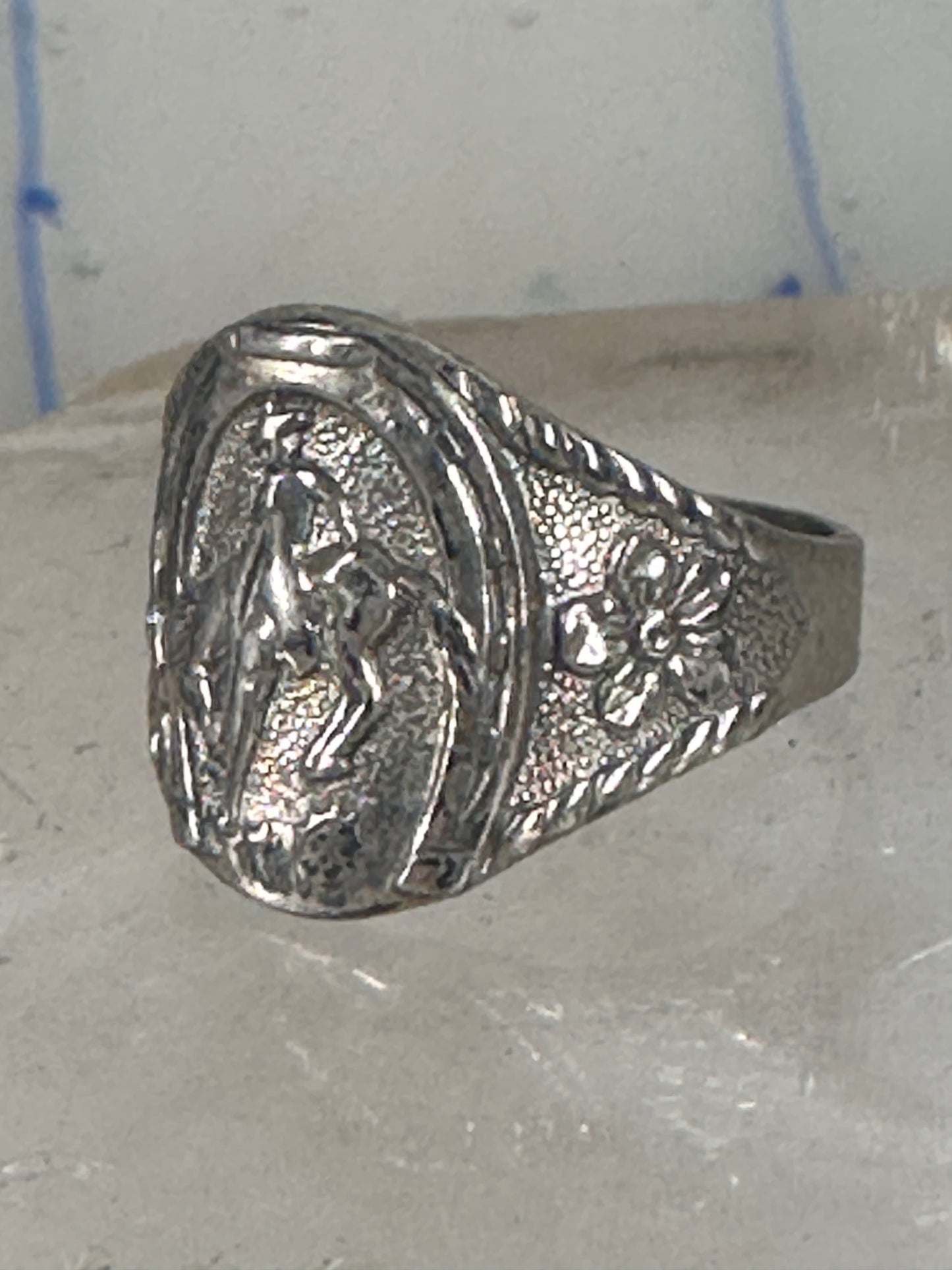 Cowboy ring boy band horseshoe horse size 6.75 sterling silver 50's women boys girls