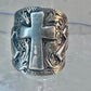 Cross ring cigar band knuckle religious sterling silver size 7.50 women