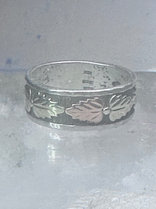 Black Hills Gold Ring wedding leaves band size 5.25 sterling silver women pinky