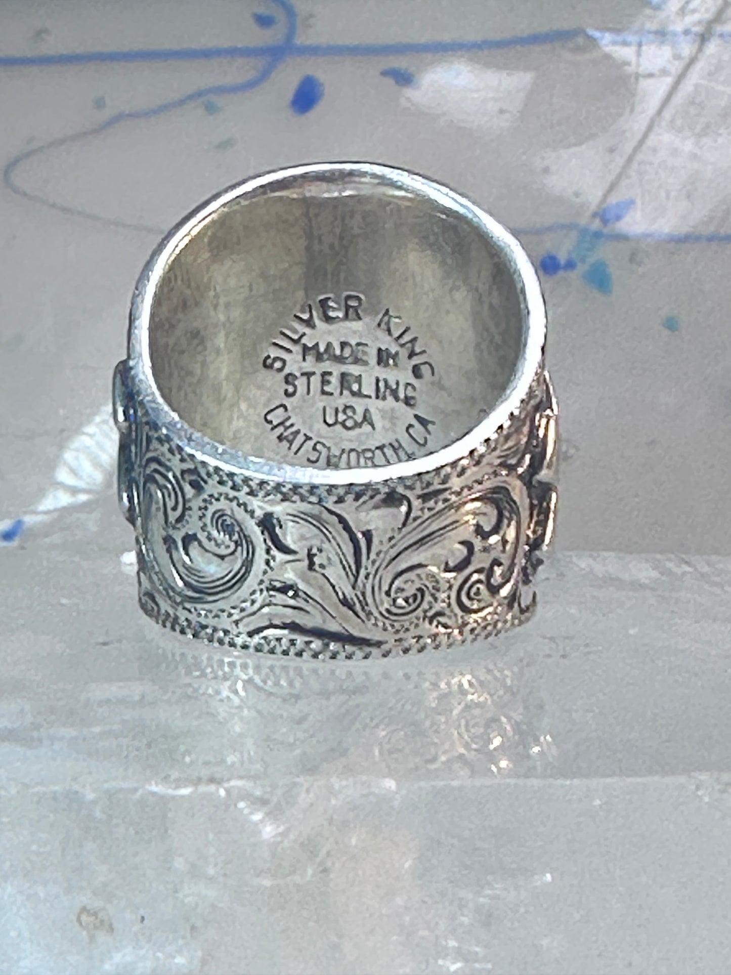 Cross ring cigar band knuckle religious sterling silver size 7.50 women