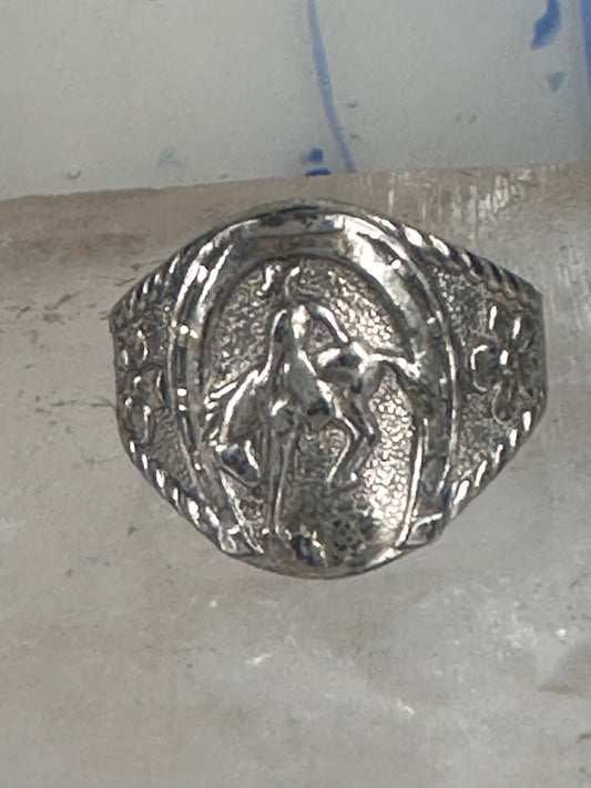 Cowboy ring boy band horseshoe horse size 6.75 sterling silver 50's women boys girls