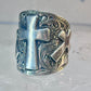 Cross ring cigar band knuckle religious sterling silver size 7.50 women
