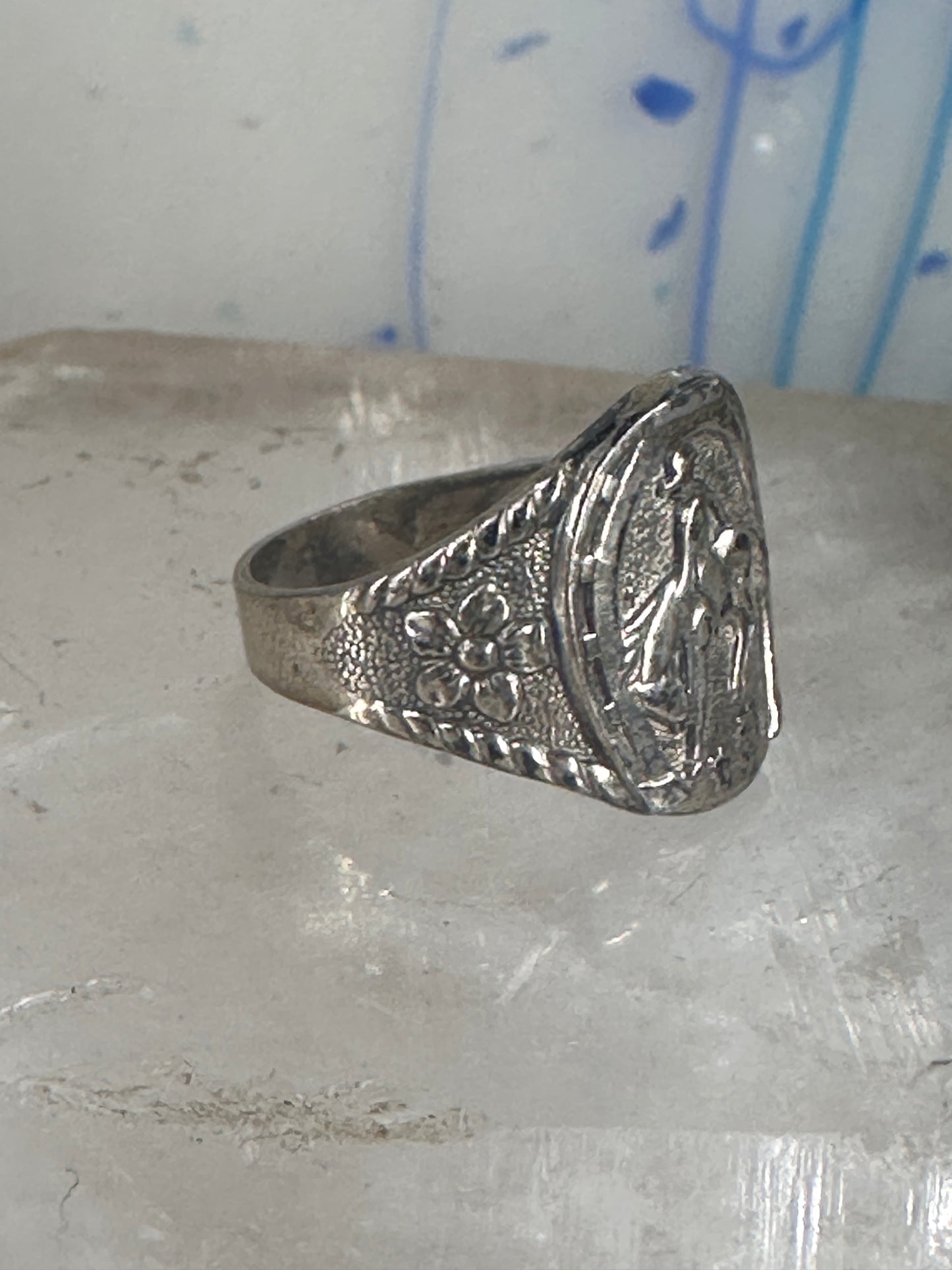 Cowboy ring boy band horseshoe horse size 6.75 sterling silver 50's women boys girls