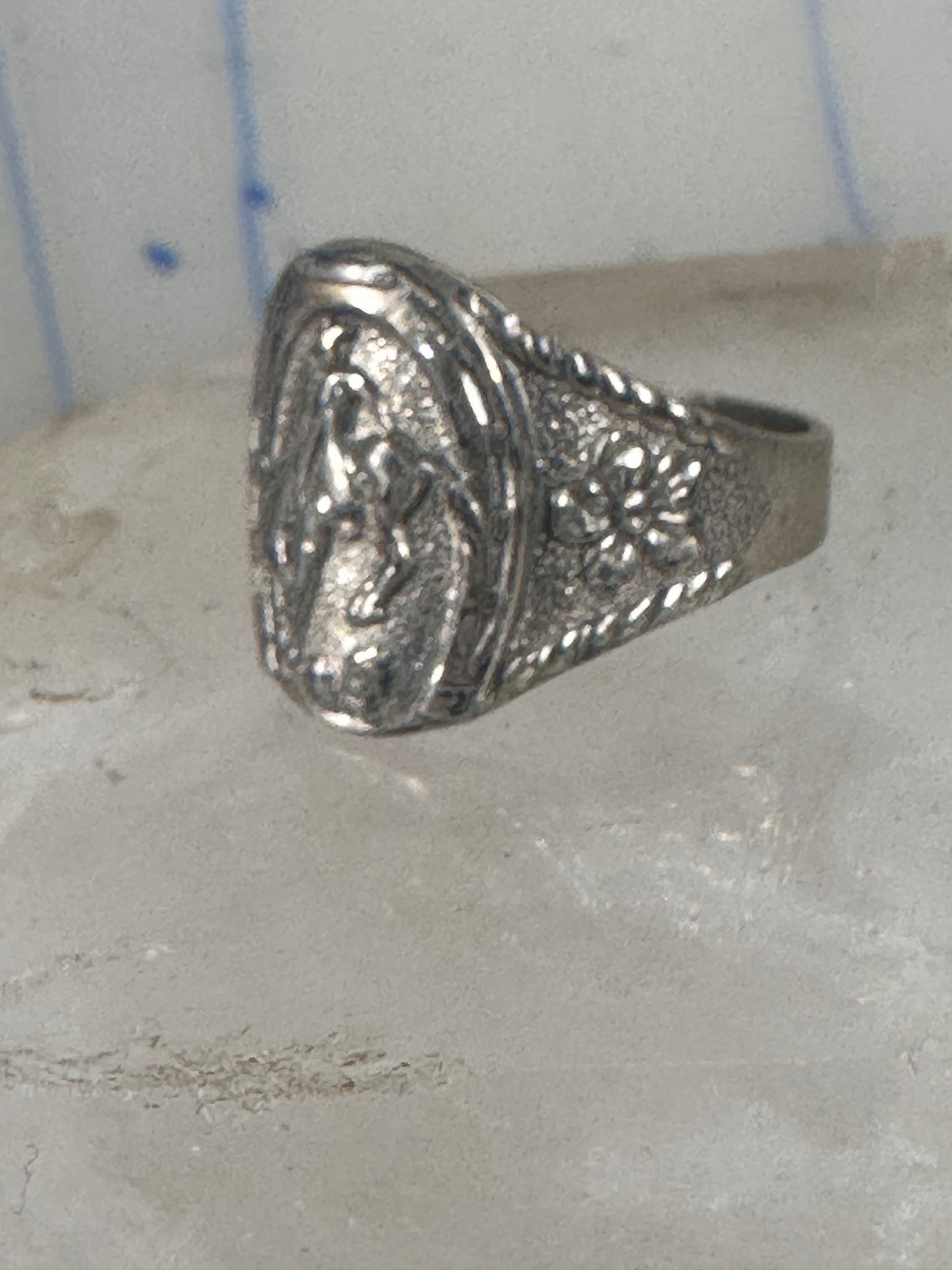 Cowboy ring boy band horseshoe horse size 6.75 sterling silver 50's women boys girls