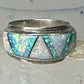 Lab Opal ring Native American band size 5.75 sterling silver women men