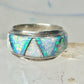 Lab Opal ring Native American band size 5.75 sterling silver women men