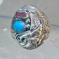 Eagle ring southwest turquoise coral southwest sterling silver size 11.75 women men