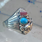 Eagle ring southwest turquoise coral southwest sterling silver size 11.75 women men