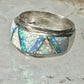 Lab Opal ring Native American band size 5.75 sterling silver women men