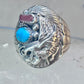 Eagle ring southwest turquoise coral southwest sterling silver size 11.75 women men