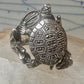 Turtle ring marcasites band size 7.25 sterling silver women