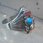 Eagle ring southwest turquoise coral southwest sterling silver size 11.75 women men