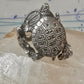 Turtle ring marcasites band size 7.25 sterling silver women