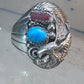 Eagle ring southwest turquoise coral southwest sterling silver size 11.75 women men