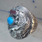 Eagle ring southwest turquoise coral southwest sterling silver size 11.75 women men