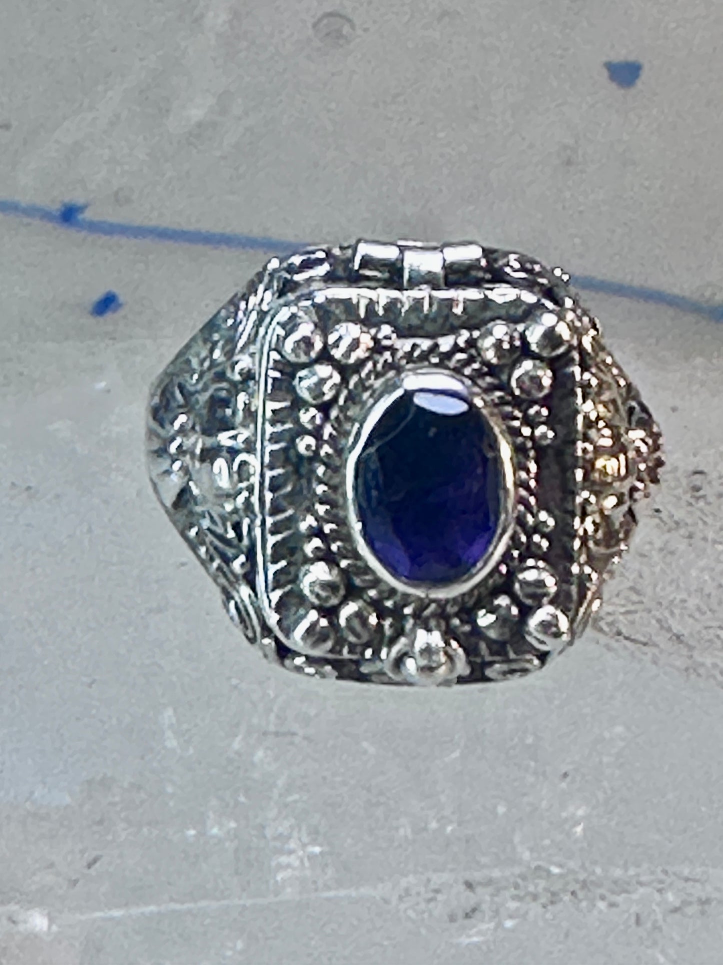 Poison ring boho purple stone sterling silver size 8 women girls