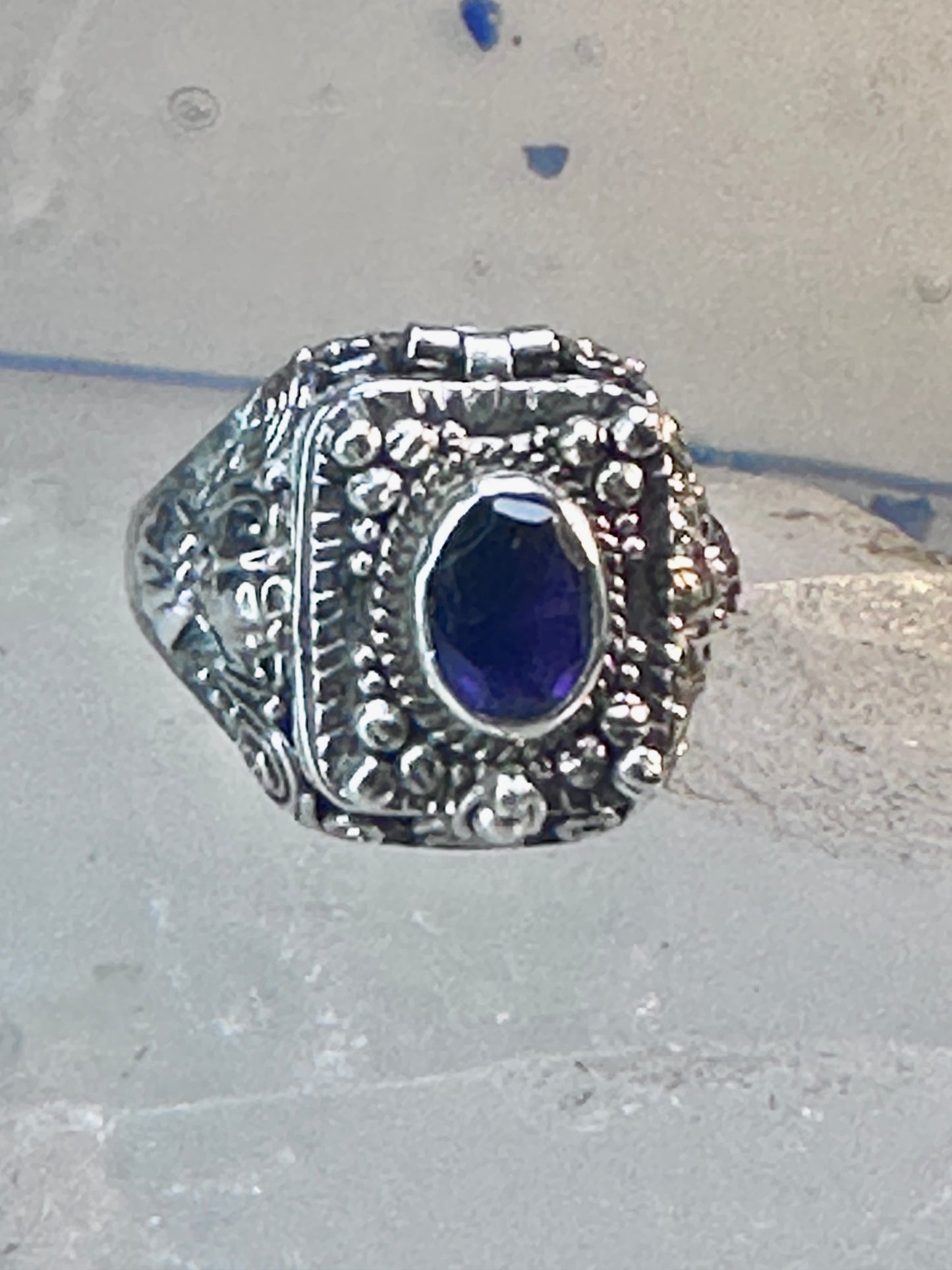 Poison ring boho purple stone sterling silver size 8 women girls