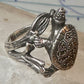 Turtle ring marcasites band size 7.25 sterling silver women