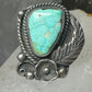 Turquoise ring size 8.50 Navajo squash blossom southwest long sterling silver  women
