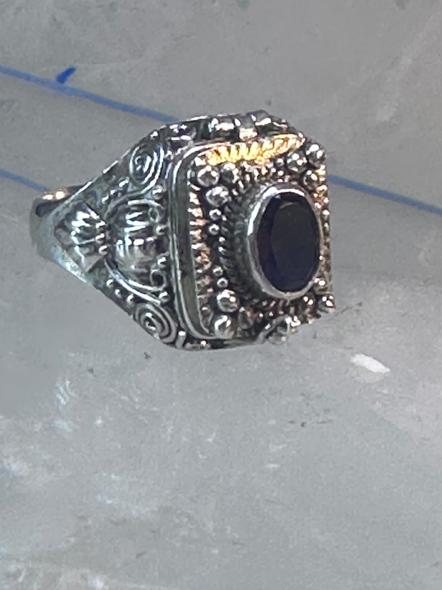 Poison ring boho purple stone sterling silver size 8 women girls