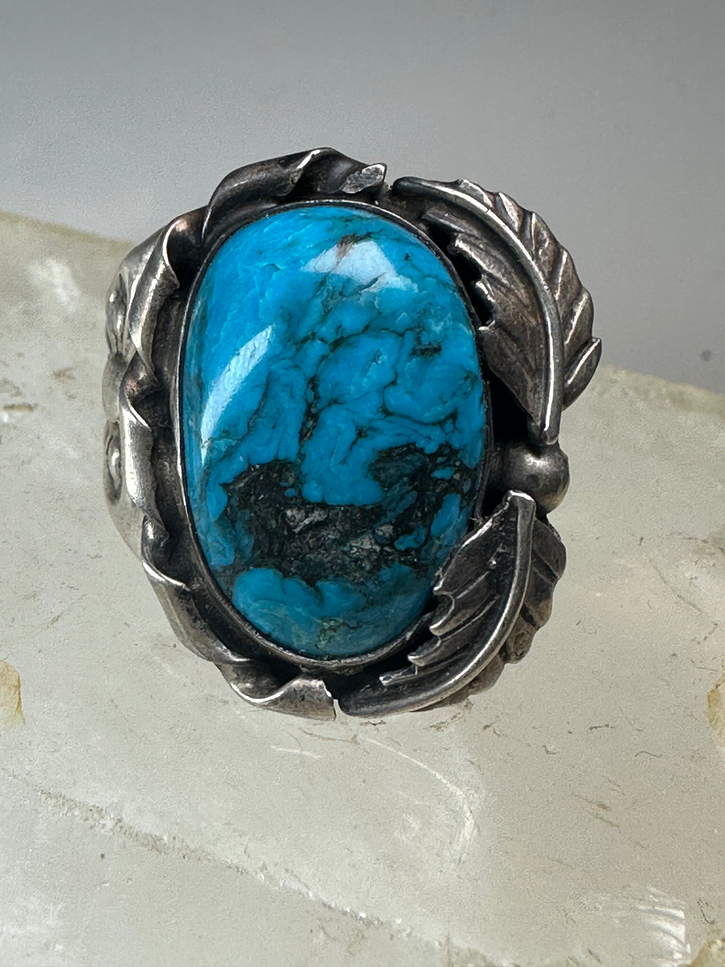 Navajo ring turquoise leaves size 9.25 Sterling Silver women men