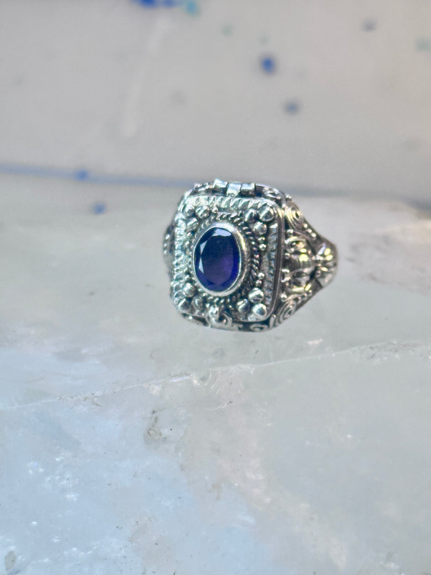 Poison ring boho purple stone sterling silver size 8 women girls