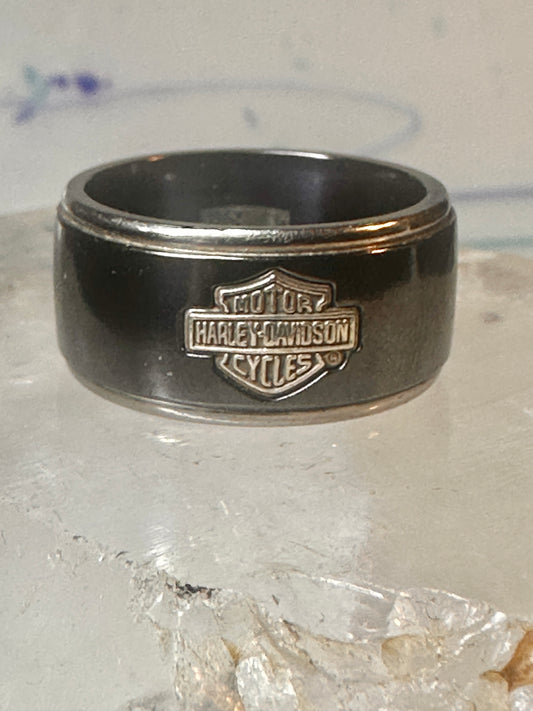 Harley Davidson ring biker sterling silver titanium black shield band size 8.5 men women