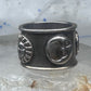 Vintage Sergio Bustamante Sterling Silver Sun Moon Celestial Band Ring Size 7.75 14.4g