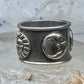 Vintage Sergio Bustamante Sterling Silver Sun Moon Celestial Band Ring Size 7.75 14.4g