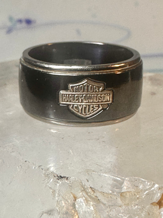 Harley Davidson ring biker sterling silver titanium black shield band size 8.5 men women
