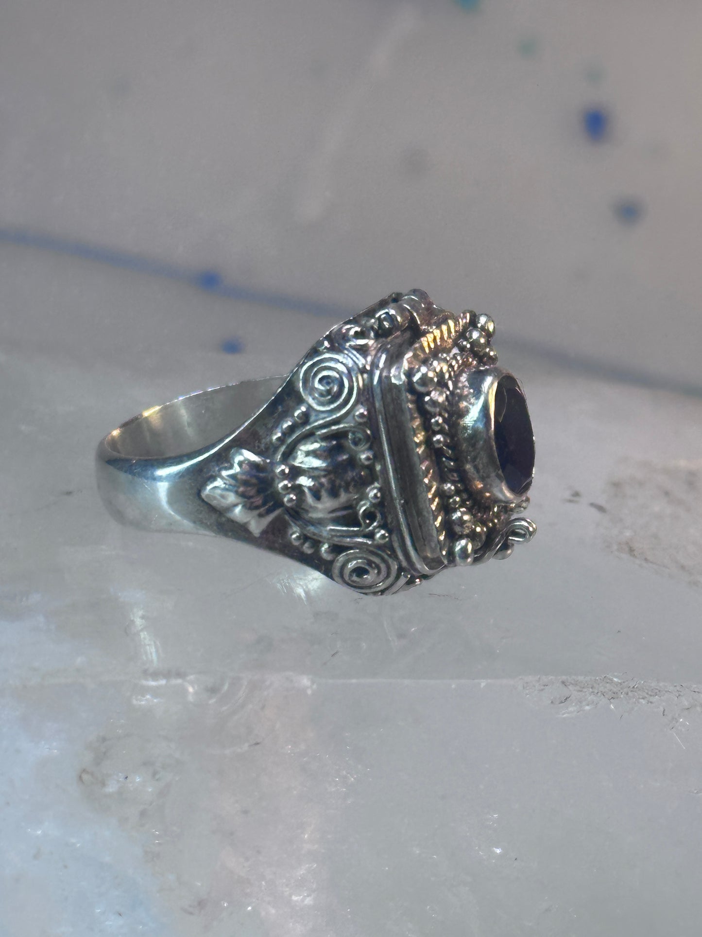 Poison ring boho purple stone sterling silver size 8 women girls