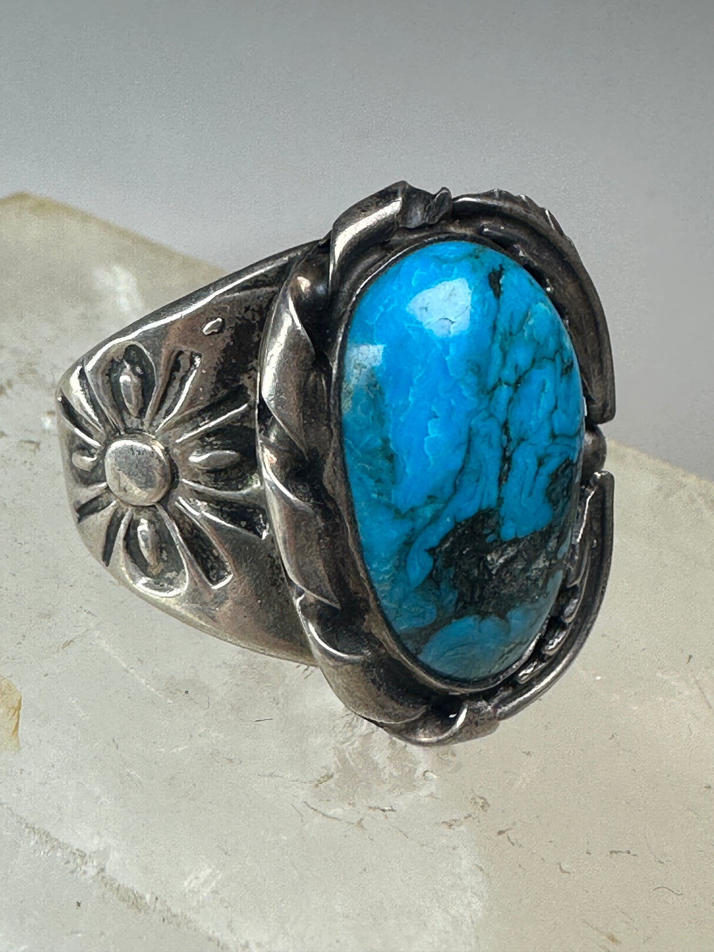 Navajo ring turquoise leaves size 9.25 Sterling Silver women men