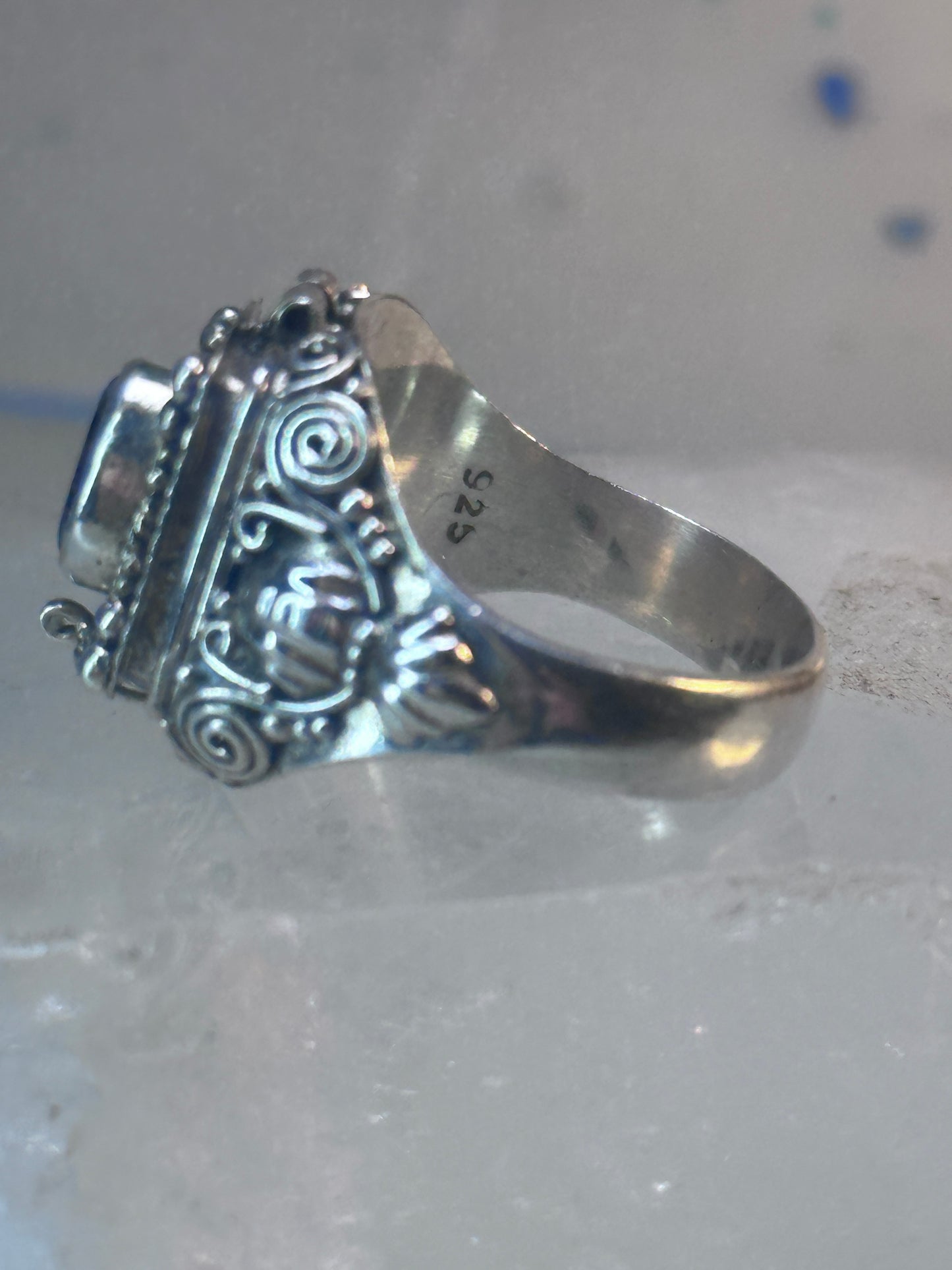 Poison ring boho purple stone sterling silver size 8 women girls