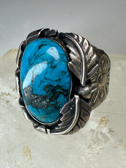 Navajo ring turquoise leaves size 9.25 Sterling Silver women men