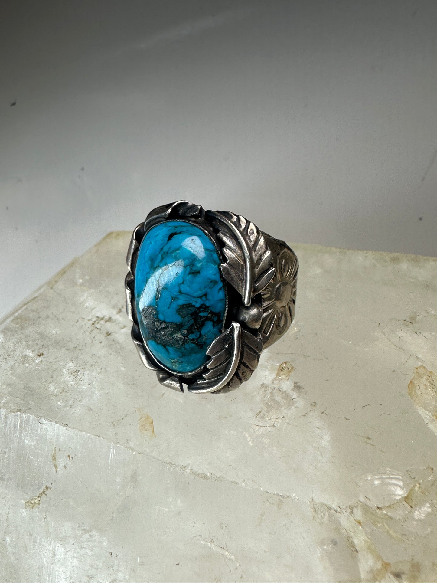 Navajo ring turquoise leaves size 9.25 Sterling Silver women men