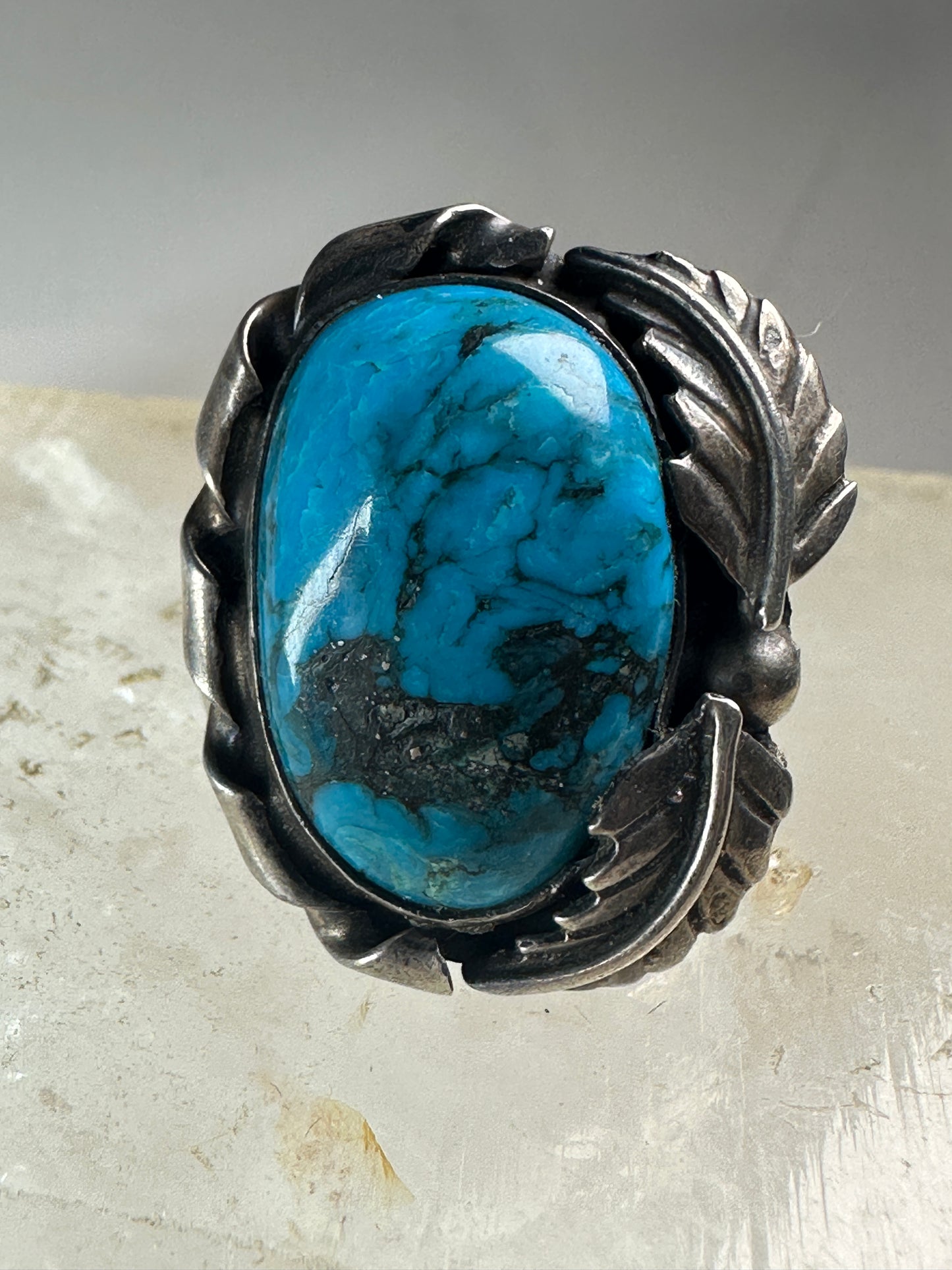 Navajo ring turquoise leaves size 9.25 Sterling Silver women men