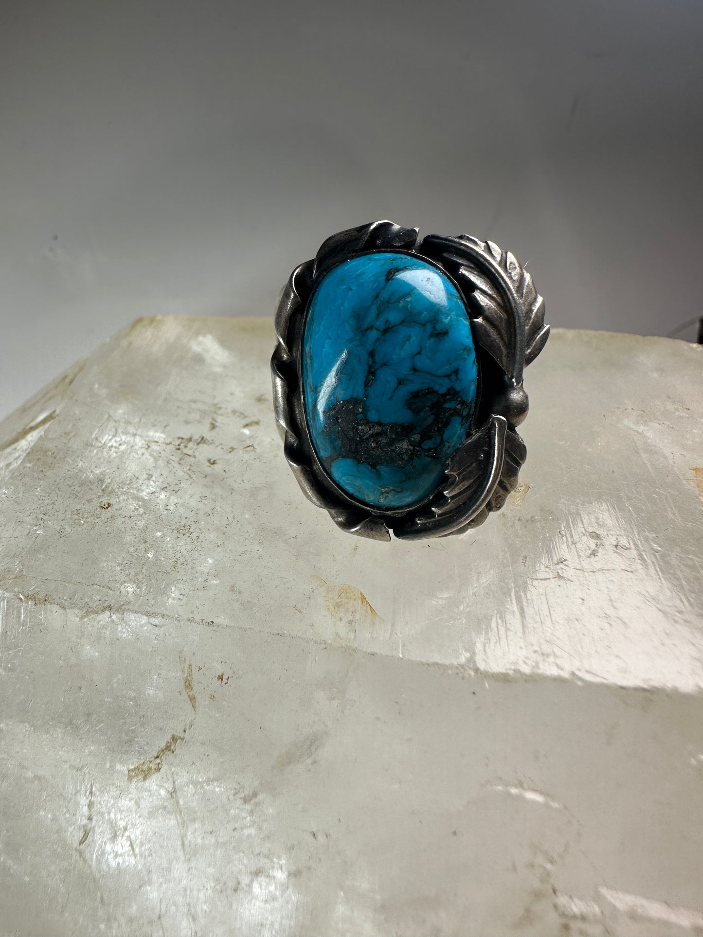 Navajo ring turquoise leaves size 9.25 Sterling Silver women men