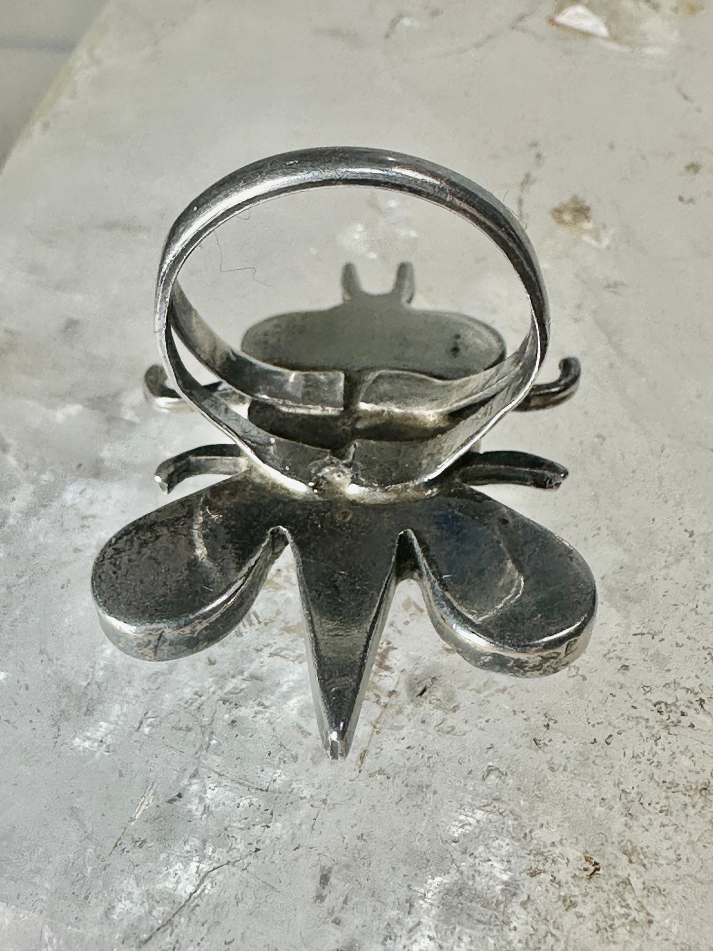 Dragonfly ring Native American Abalone coral MOP band size 4.7 sterling silver women girls