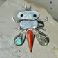 Dragonfly ring Native American Abalone coral MOP band size 4.7 sterling silver women girls