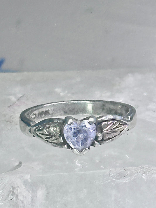 Black Hills Gold Ring leaves slender valentine heart love band size 5 sterling silver women pinky