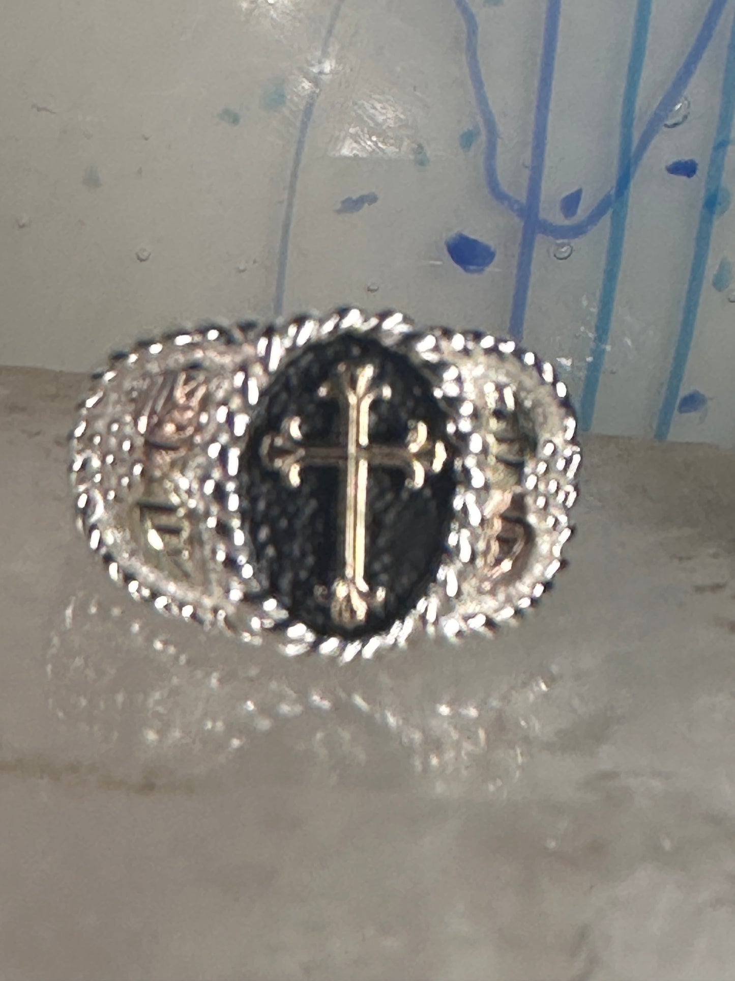 Black Hills Gold ring Cross band Religious Christian size 10.5 sterling silver women men