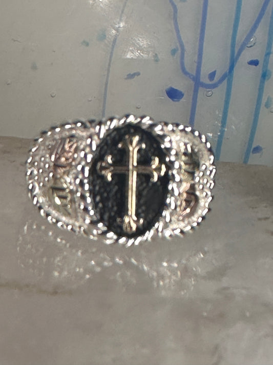 Black Hills Gold ring Cross band Religious Christian size 10.5 sterling silver women men